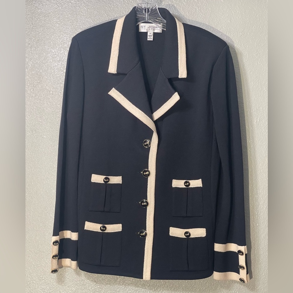 St. John Black and Cream Blazer